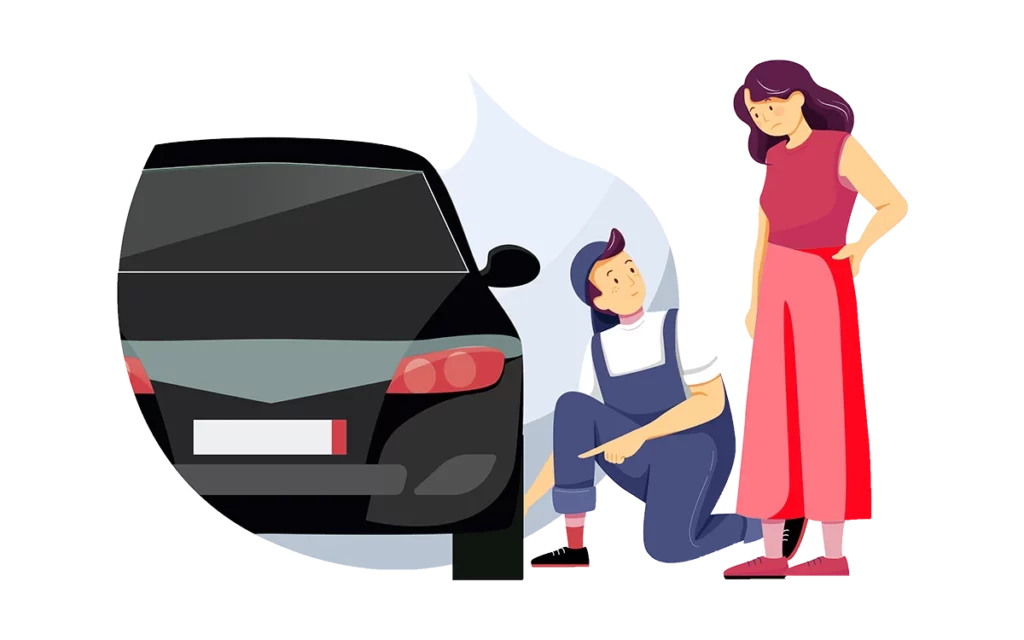 car servicing showing issue to car owner